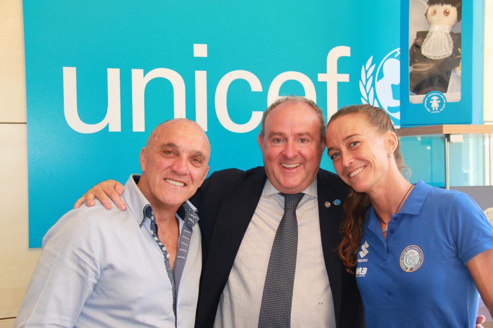 Luca Massaccesi, Nicola Graziano (UNICEF), Alessia Zecchini (apneista)