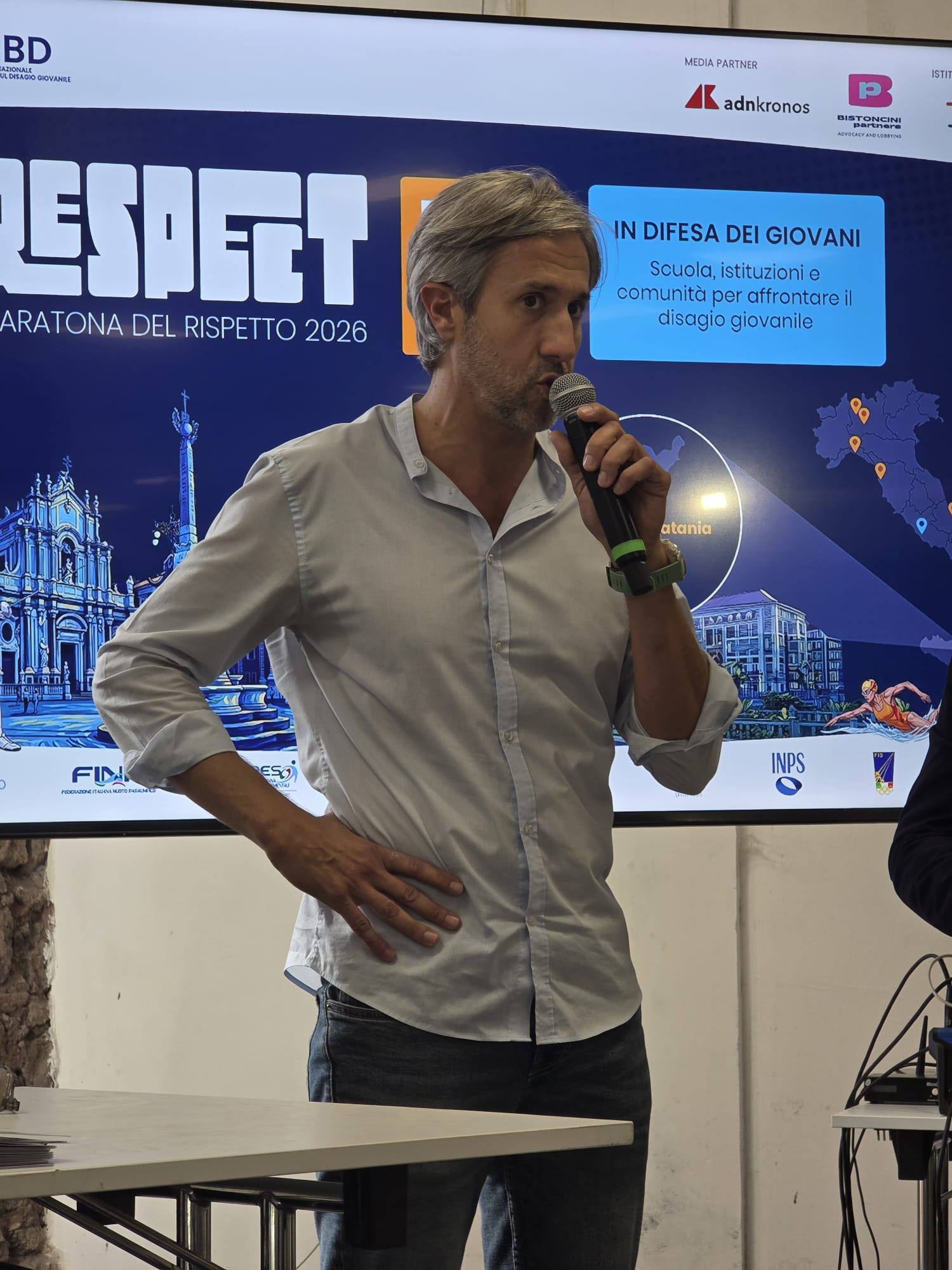 Momento dell'evento Maratona del Rispetto 2026 organizzato a Catania dall'ONBD per la prevenzione del bullismo e del disagio giovanile